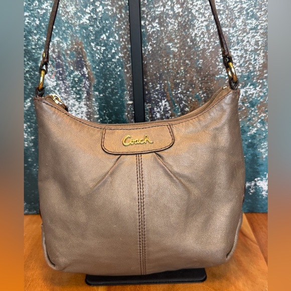 Coach Handbags - Coach Ashley Vintage Y2K Metallic Bronze Pleated Leather East/West Duffle (GUC)